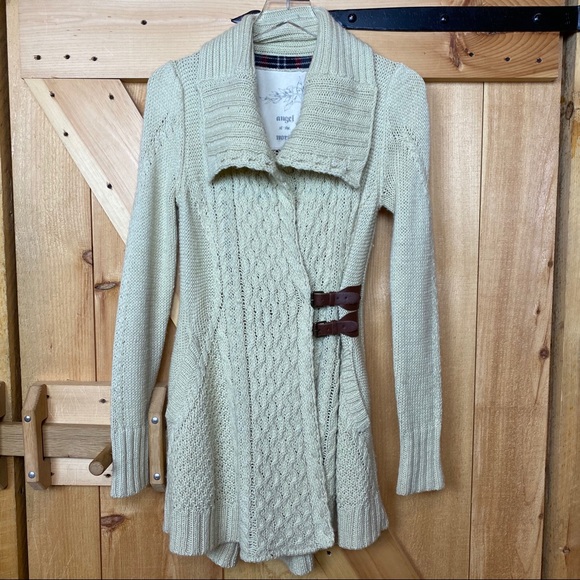 anthro angel of the north blanched & buckled cardi - Picture 4 of 8